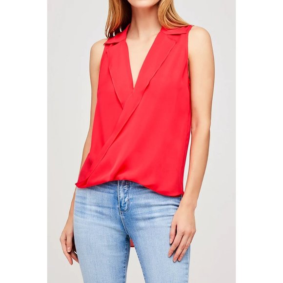 L'Agence Freja Draped Blouse in Hibiscus NWT size XS - Picture 1 of 10